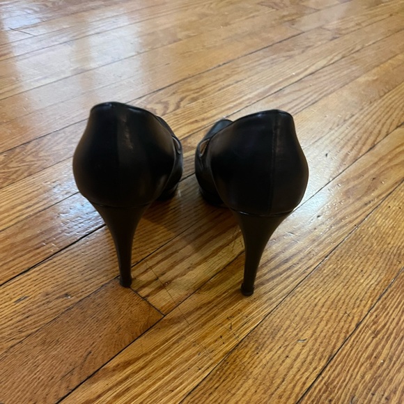 PRADA Black Leather point Toe Platform Pump Shoes Size 37 1/2 - Picture 4 of 6